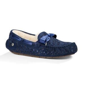 UGG Slippers Dakota Flora Navy Blue Sheepskin Moccasins Women's 6
